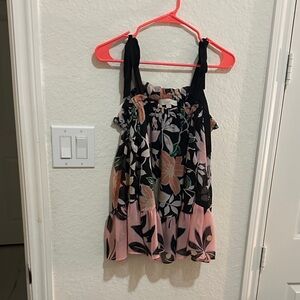 LOFT Black and Pink Floral Blouse